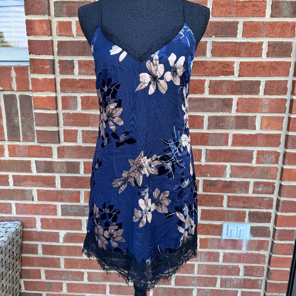 Lush Mini Slip Dress Nightie Navy Floral Fairygoth Women’s Medium